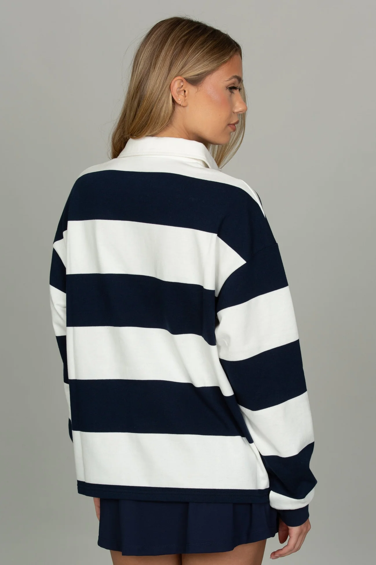 Navy Striped Rugby Top - Image 3