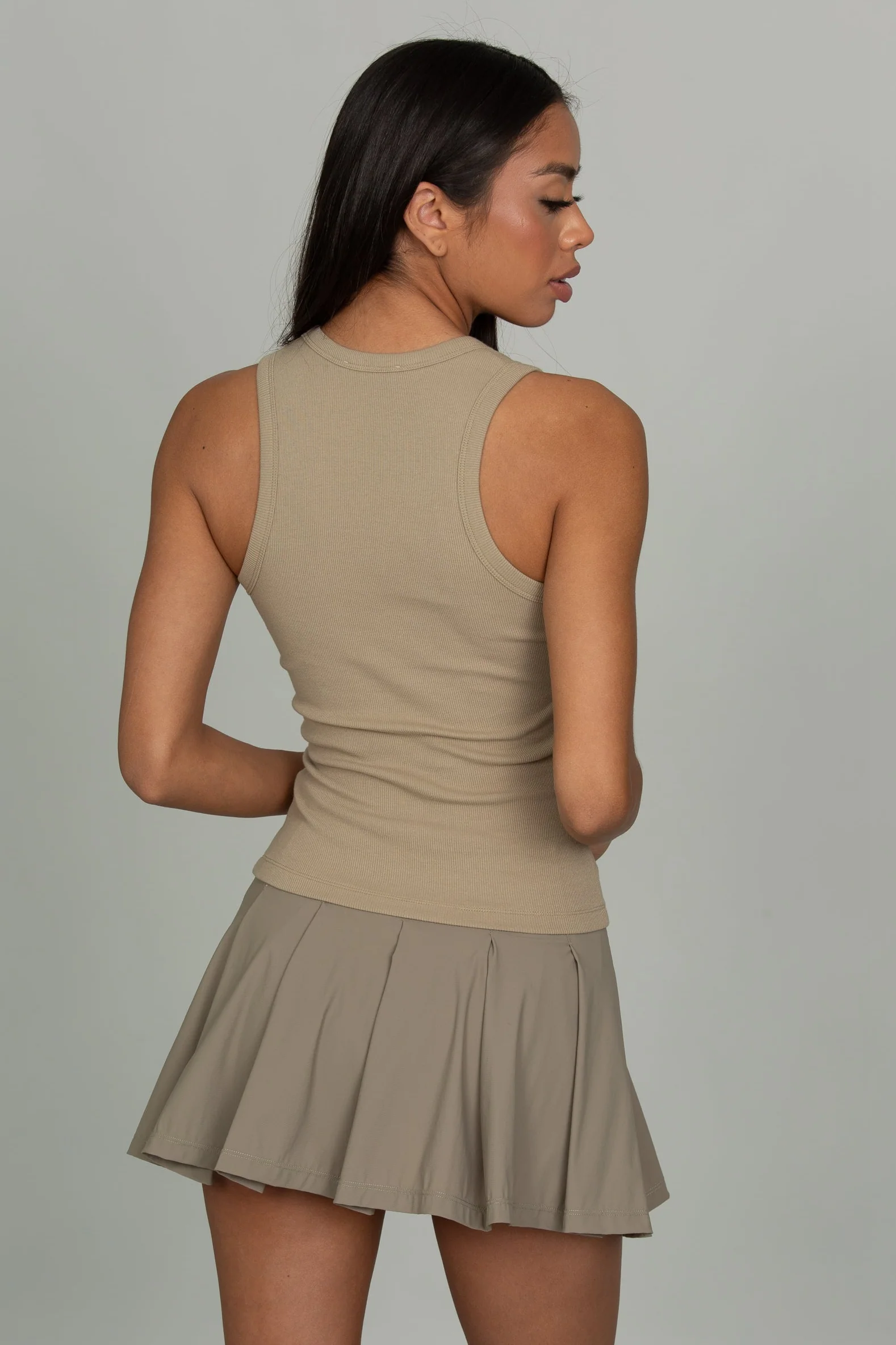 Pale Travertine Ribbed Cotton Tank - Image 3