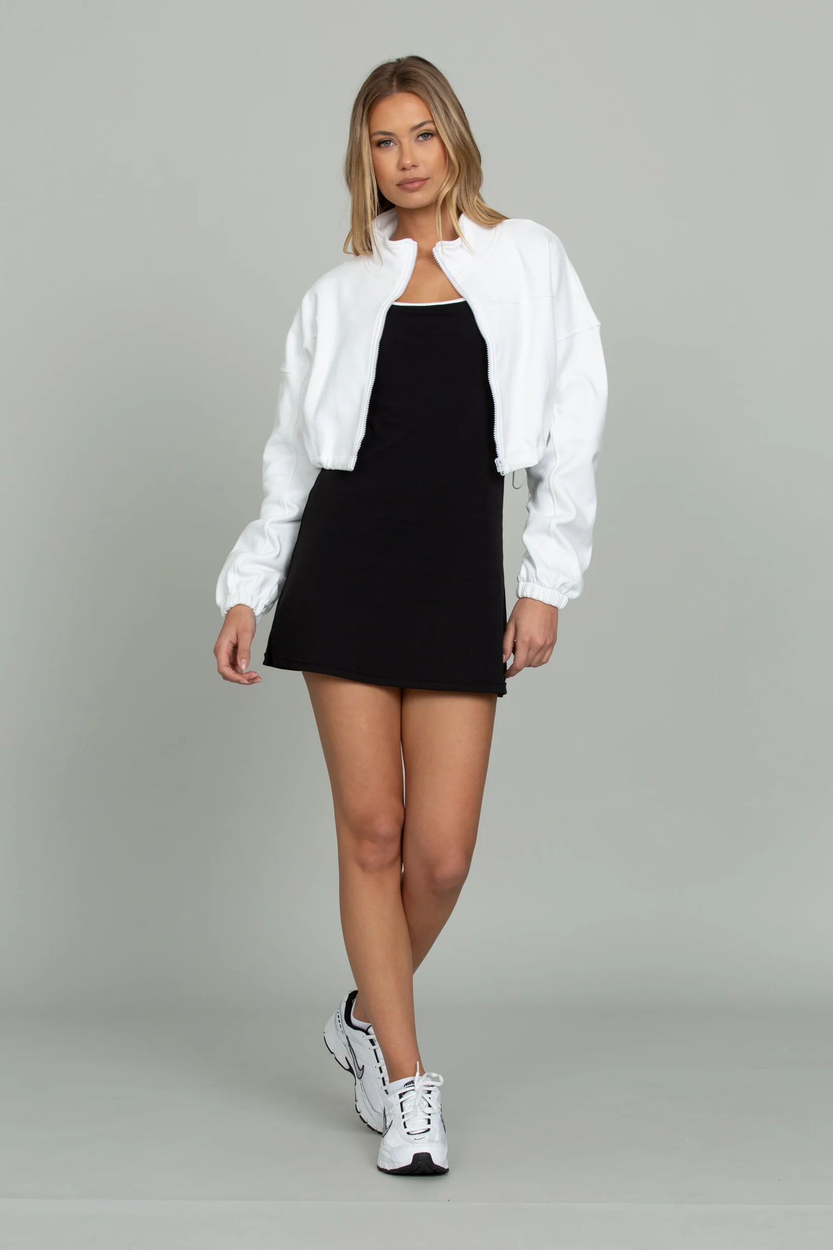 White Cinched Zip-Up Jacket - Image 6